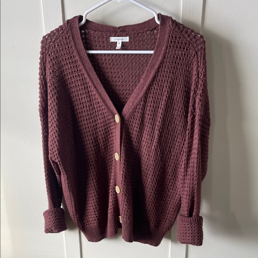 Women's mauve color Button-Up Sweater